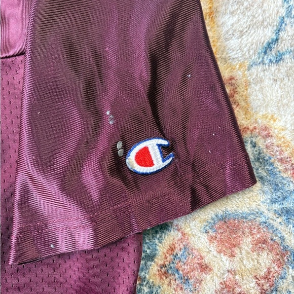 Vintage 90s Champion Burgundy Blank Football Jersey Large - Picture 5 of 5